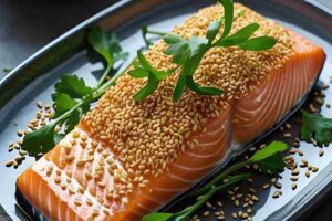 Salmone in crosta di sesamo